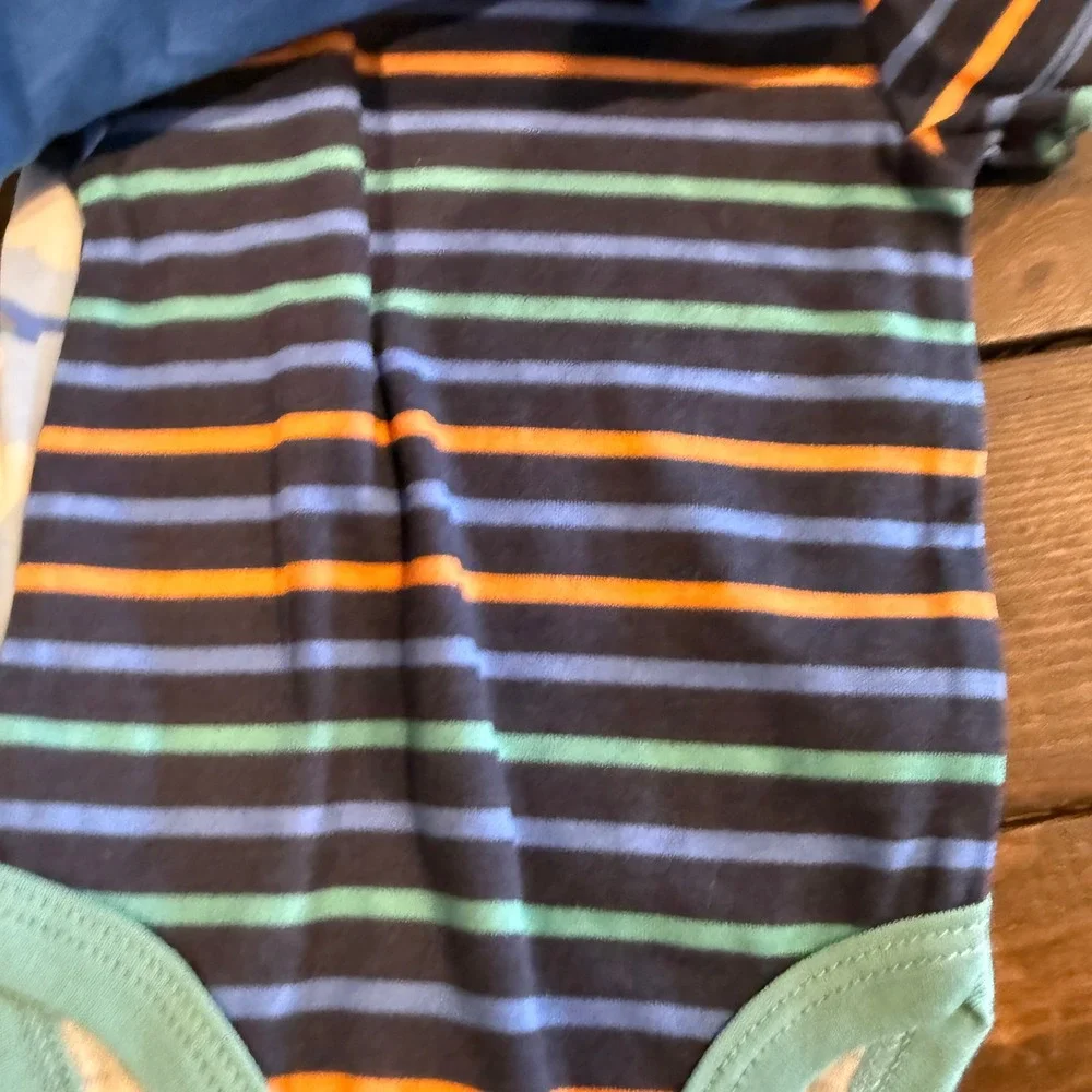 Kidgets Baby Boy 3 Pack Airplane Bodysuits Blue Striped Cloud 6/9 Months